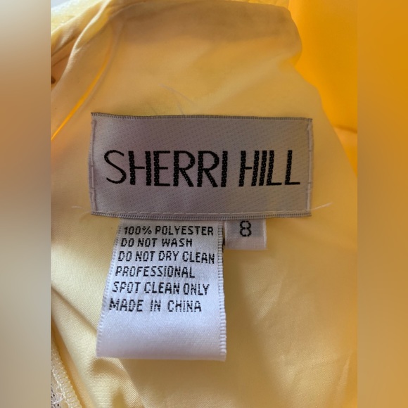Sherri Hill Yellow Sparkly Prom Dress - Picture 6 of 8